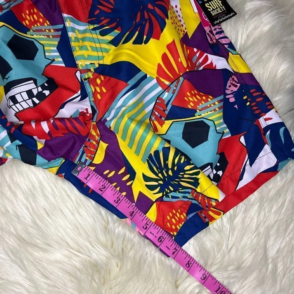 Surf Society swimwear multi colored skull trunks sz Medium